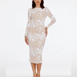 Dress The Population Stunning Beige and White Dress NWT SIZE LARGE